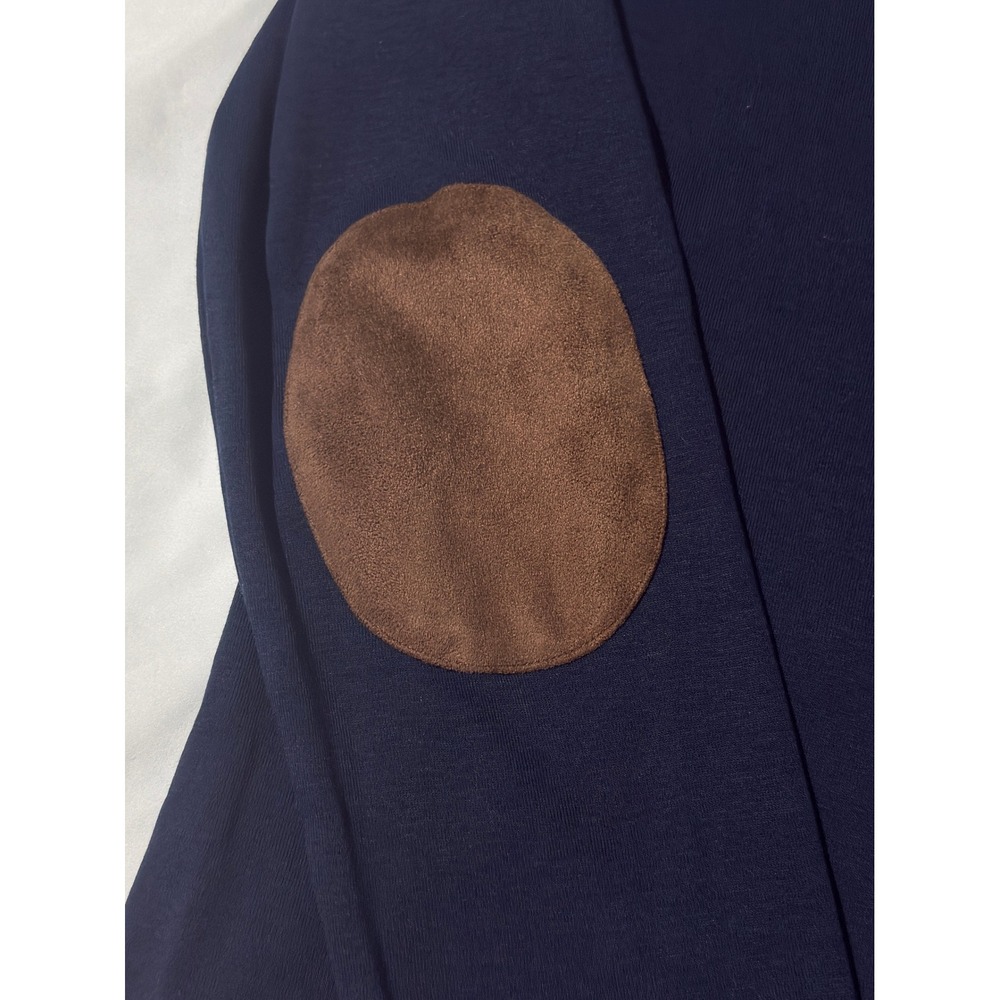 Lauren Ralph Lauren Top Womens XL Navy Blue Suede Patch Shoulder Zip - Picture 4 of 11